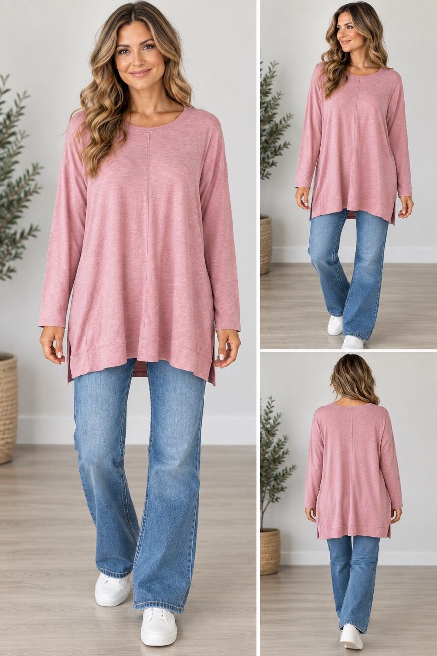 J. Jill Pink Pima Elliptical Tunic Top 100% Pima Cotton Size XL
